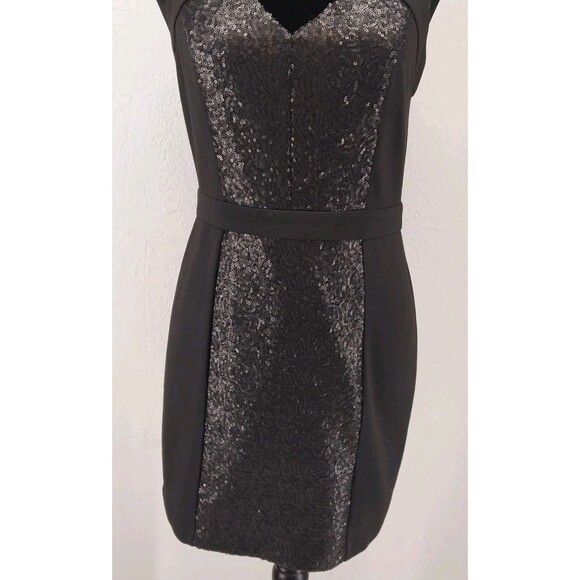 BCBGeneration Black Bodycon Sequin Open Back Mini Dress Formal Party Size 6 - Picture 3 of 10